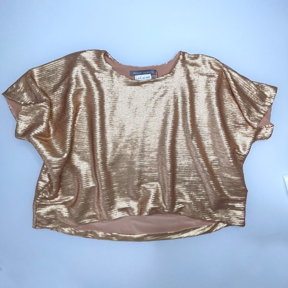 Cesar Galindo Matte Gold Sequined Top - Picture 6 of 6